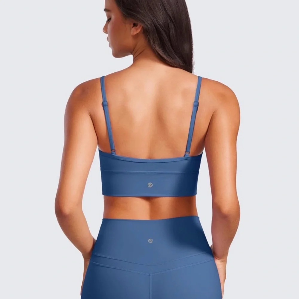 CRZ Yoga Butterluxe Sweetheart Longline Sports Bra Pitch Blue L/12 - Picture 2 of 7